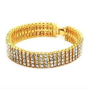 4 row iced out gold bracelet